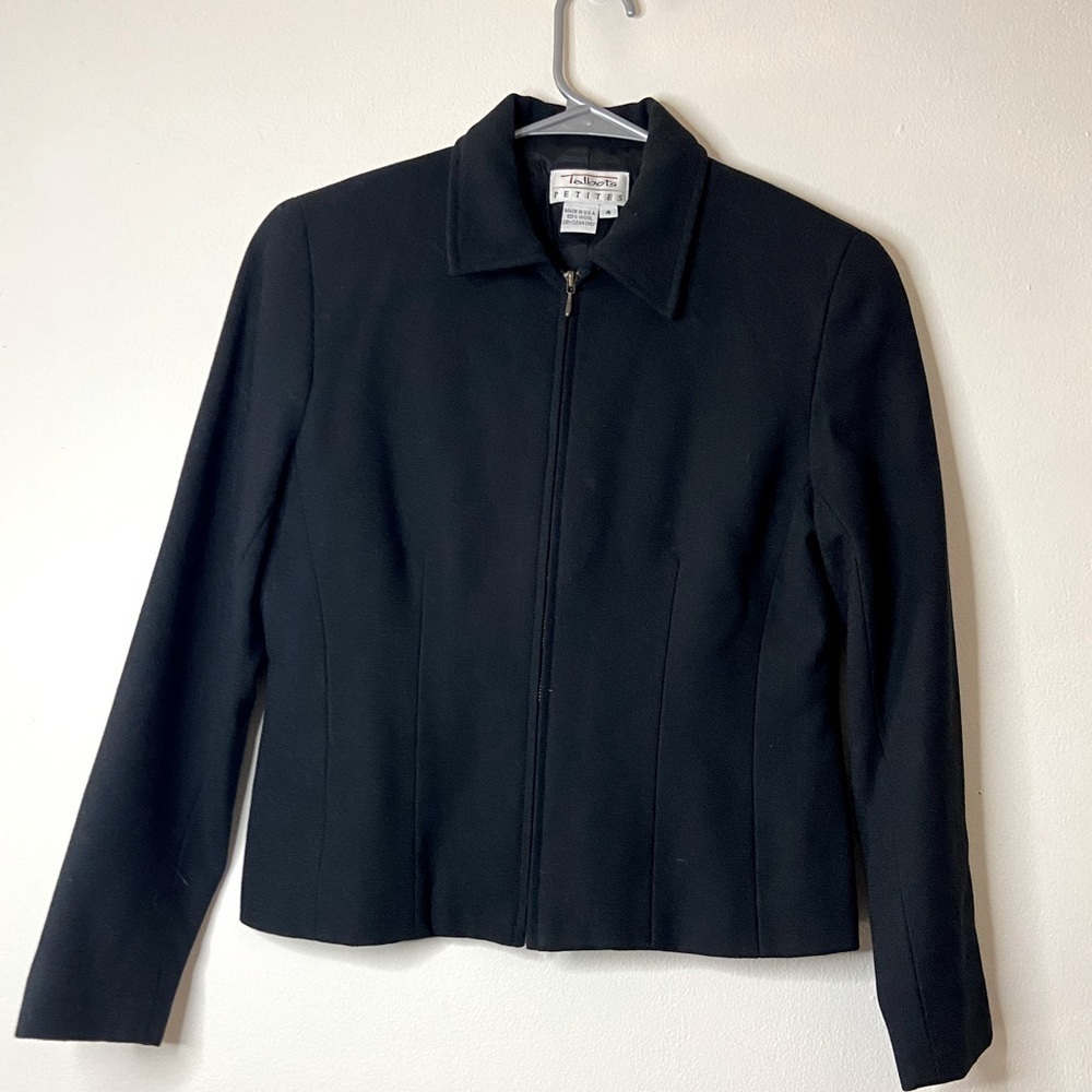 Vintage Talbots business casual wool zip jacket petites size 4 USA made
